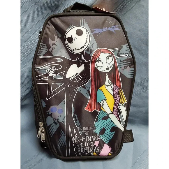 DISNEY NEW BACKPACK FEATURING TIM BURTONS JACK AND SALLY SKELLINGTON - Picture 1 of 8